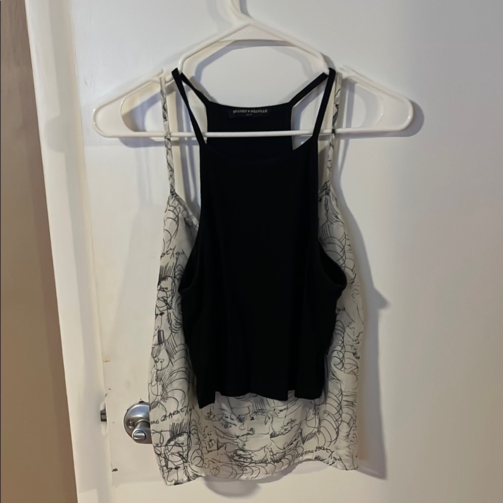 Brandy 💗Melville Black and Gray sexy Women's Top previous owned and loved